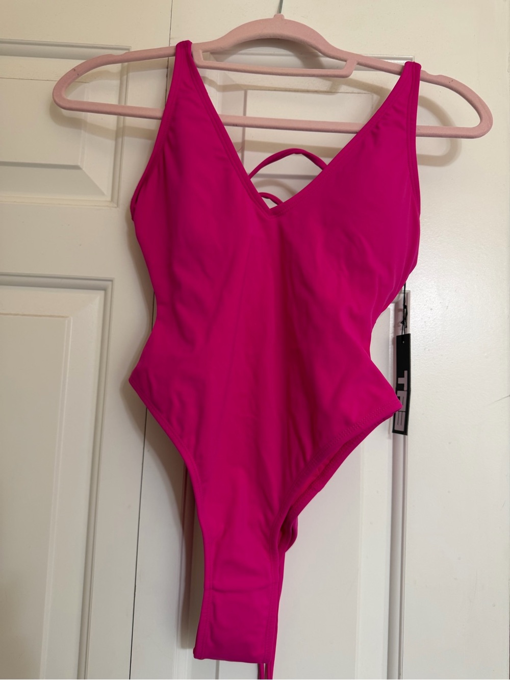 TA3 Magenta One-Piece Swimsuit with V-Neck and Back Straps